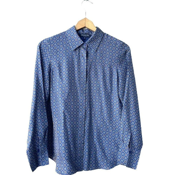 LAFAYETTE 148 NEW YORK Silk Top Women’s XS All-over prints Button Front Shirts - Picture 1 of 3